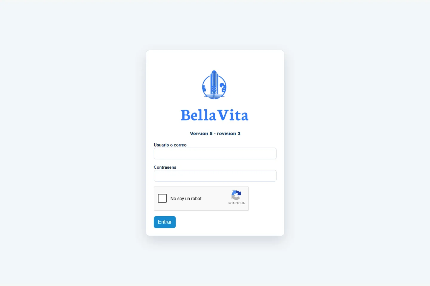 BellaVita: pantalla de acceso